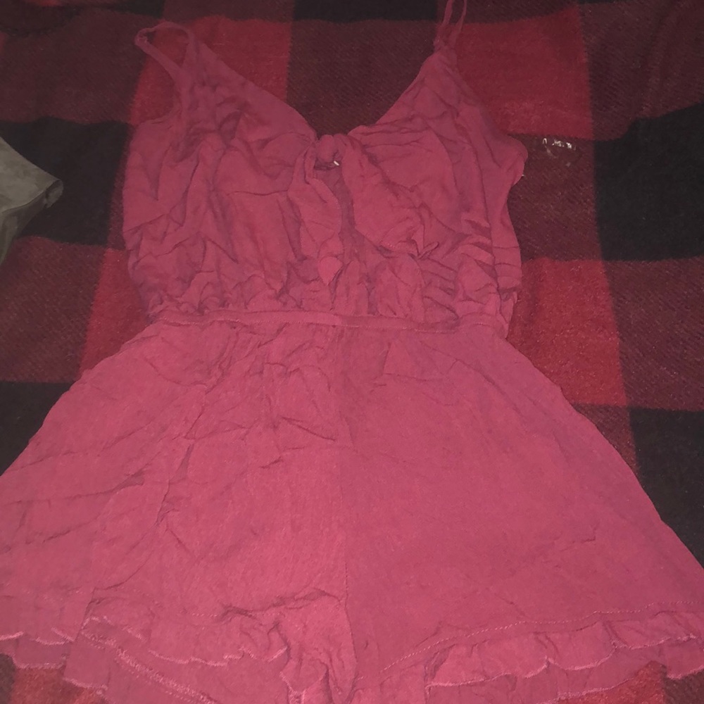 Maroon Ruffled Romper with front knot